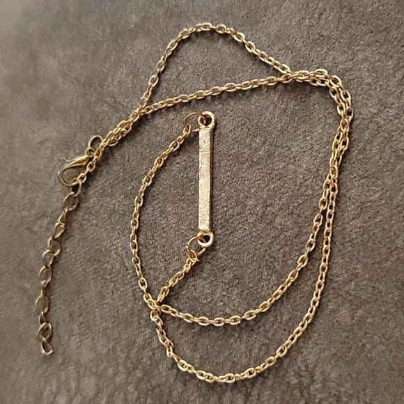 5/$25 Goldtone Minimalist Bar Pendant Chain Necklace - Picture 4 of 7